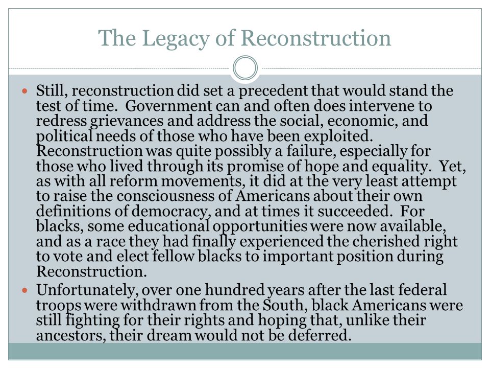 The reconstruction era and its failures essay